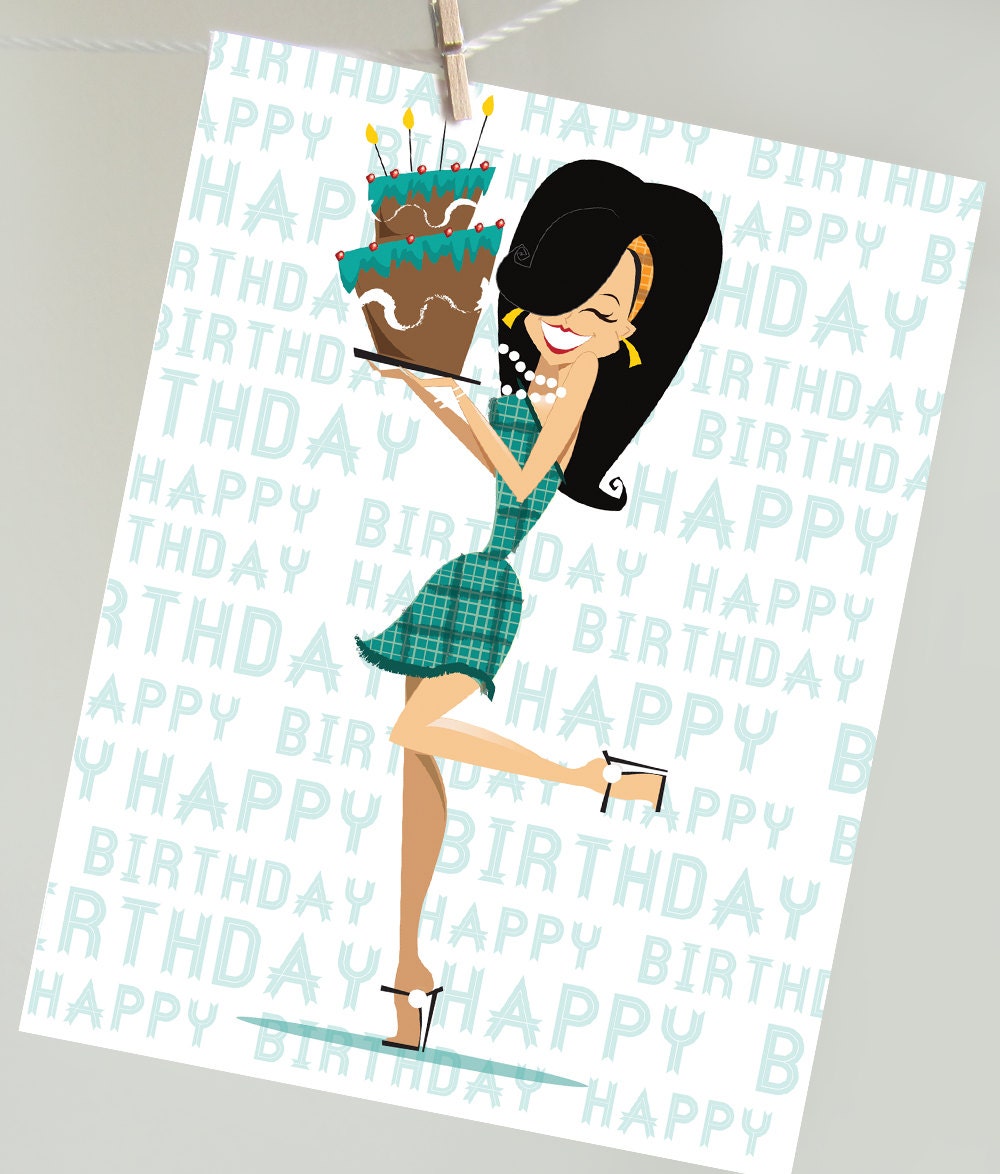 Birthday Girl Handmade Birthday Card in Pink or Turquoise