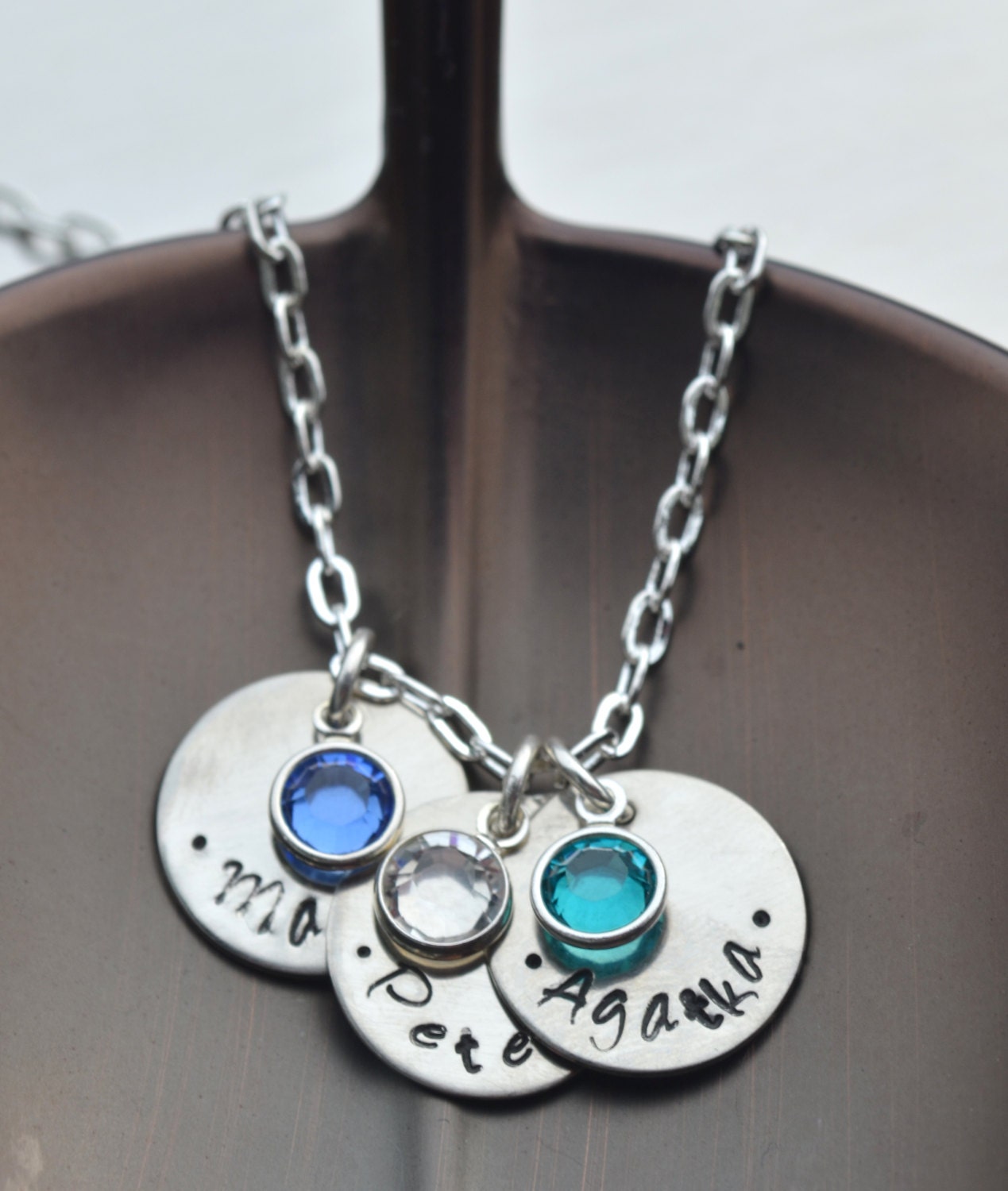 Personalized Necklace, Hand Stamped Jewelry, Custom Neckace, Mom, Mommy, Mother, Birthstone
