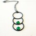 Long emerald green chalcedony necklace with open circles / geometric statement silver necklace with Emerald Green Chaledony FREE SHIPPING