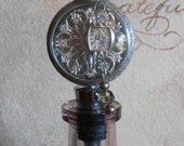 Steampunk Wine Bottle Stopper Silver Pocket Watch