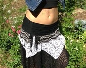 Lace SpiN SkiRt Black & White -- Flowy petal skirt pixie fairy faerie -- Womens Clothing unique skirt // dance hula hoop festivals summer