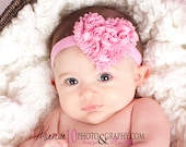 Shabby Chic Rosette Pretty Pink Heart Baby Headband From Kemaily