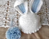 Bunny hat and tail Baby boy Baby Girl Newborn boy Newborn Girl Photo prop hat easter hat spring blue white pink Crochet bunny hat tail