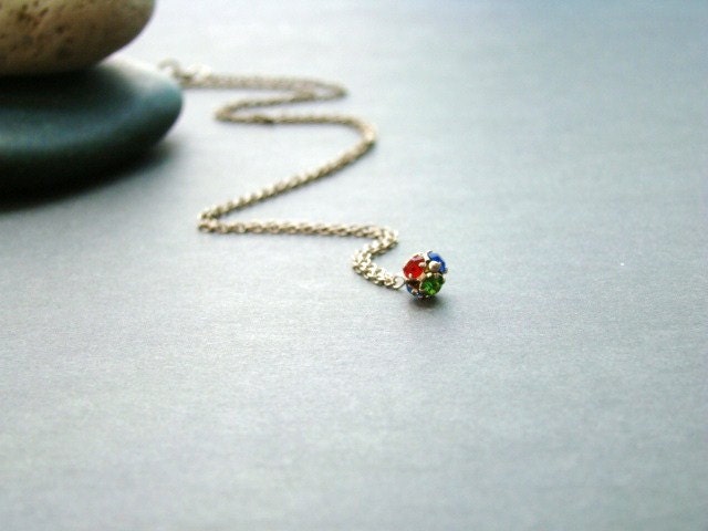 Colorful Charm Minimalist Necklace in Silver