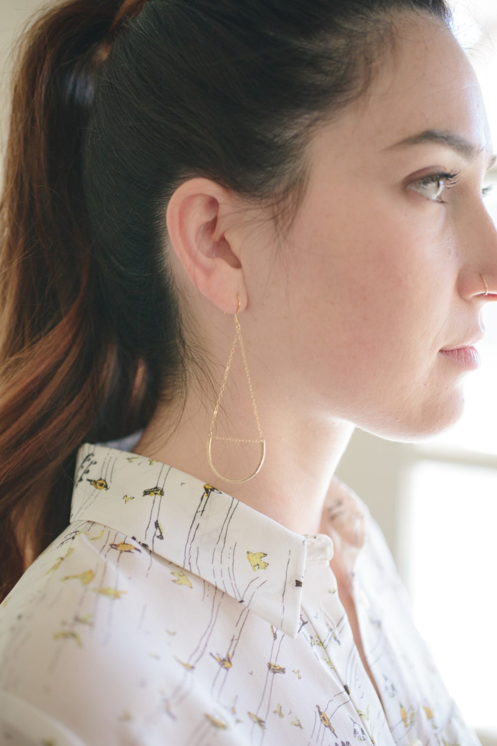 Hammered Gold Half Circle Earrings