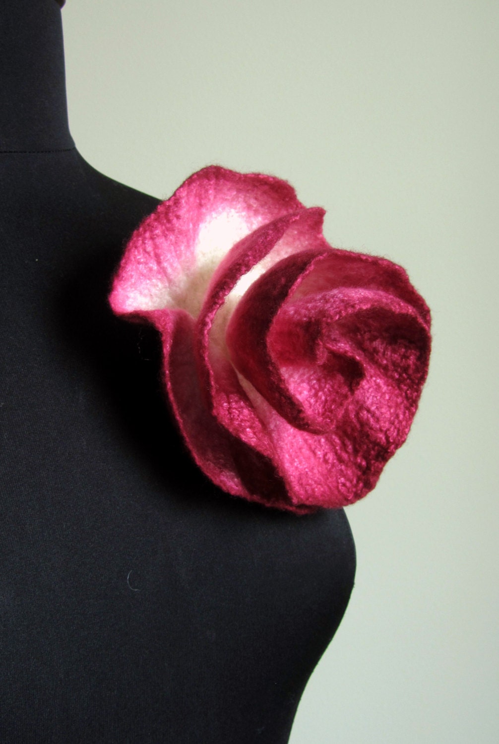 Felt Brooch. Felted Flower Pin. Hand Dyed Felt Flower.