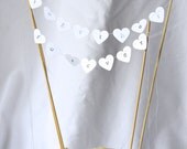 Together or  Forever Hand Stamped Heart Cake Topper, mini heart bunting