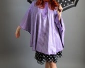 Purple Stripe Reversible Raincoat Cape. Waterproof Jacket. Spring Summer Fashion. Size Large