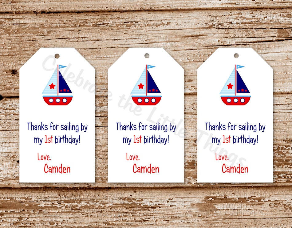 SET of 20 Sailboat MINI Favor Tags, Hang Tags : nautical, personalized Il_570xn