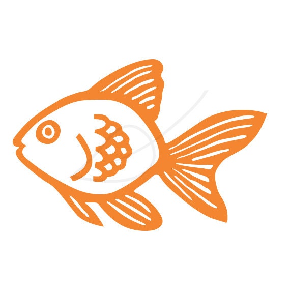 Goldfish digital stamp clip art in orange and black