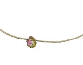Watermelon Tourmaline Slice Pyrite Chocker - necklace