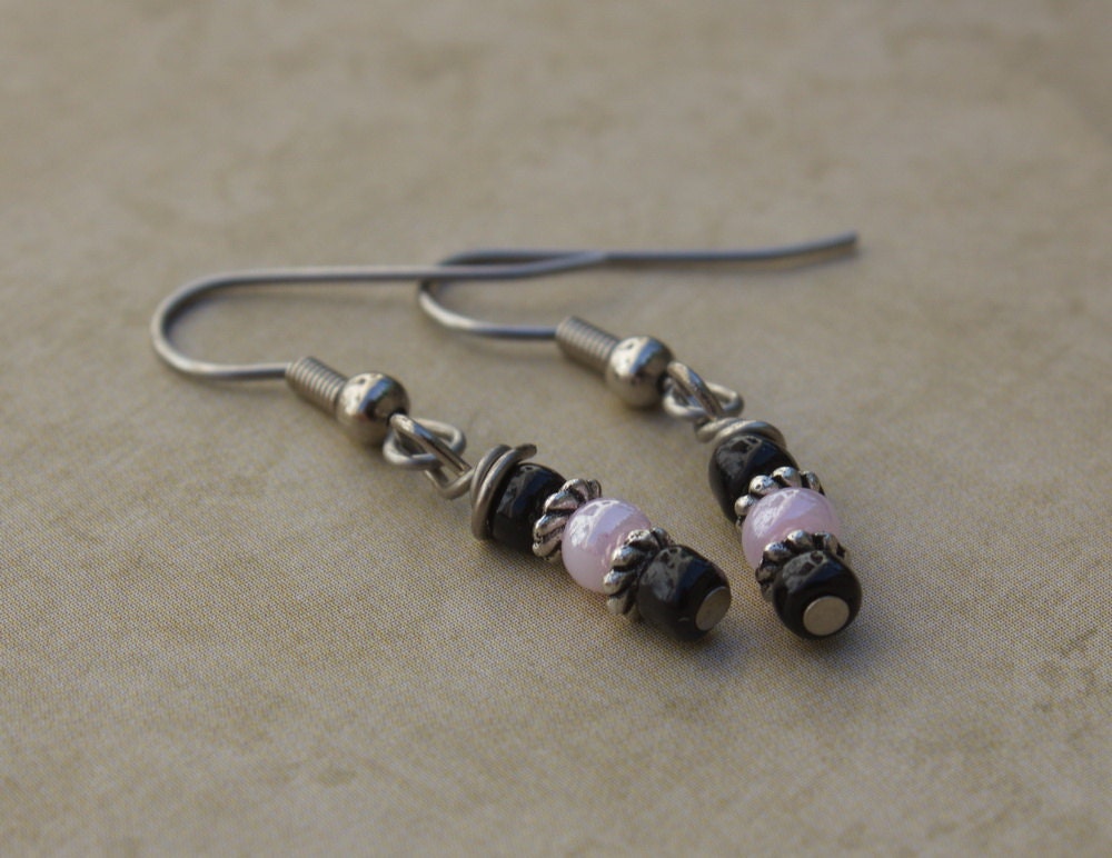 Elegant and Chic Pink and Glass Bead Earrings