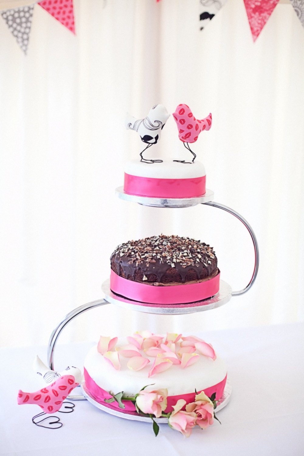Mustache and Kiss Lips Wedding Cake Toppers Love Birds, Black, White, Pink, Anniversary Gift, Bridial Shower Decor, Bride and Groom Party