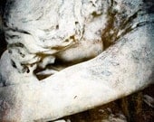 Black and White Photo - Cemetery Monument - Angel Grief - Grave - Mourning -Classical Statue Gothic Art - 8 x 12 Print - Fine Art Photograph