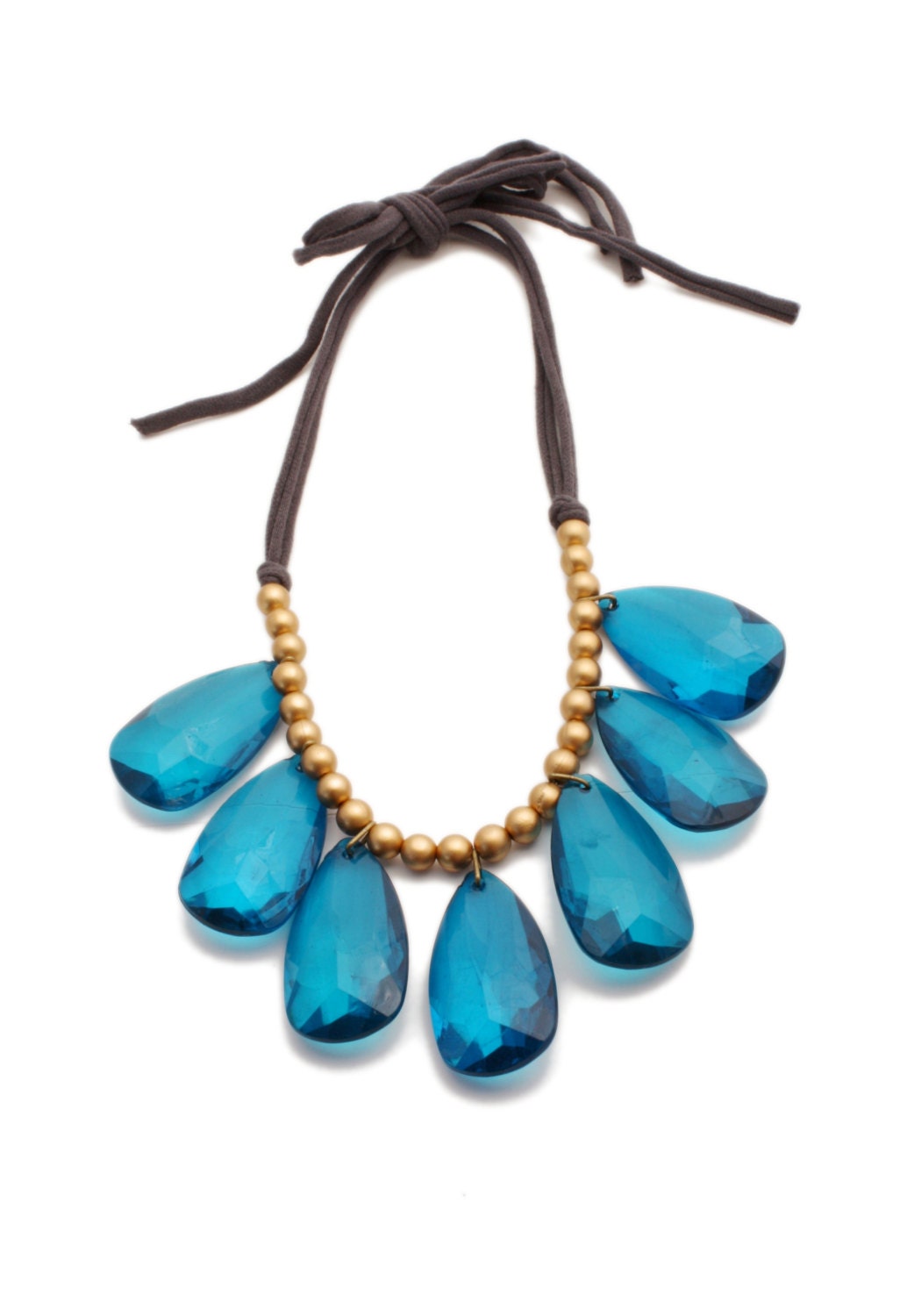 Single Strand Briolette Bib Necklace Gray Jersey Tie Silver Anthropologie Stormy Seas, Summer Infatuation