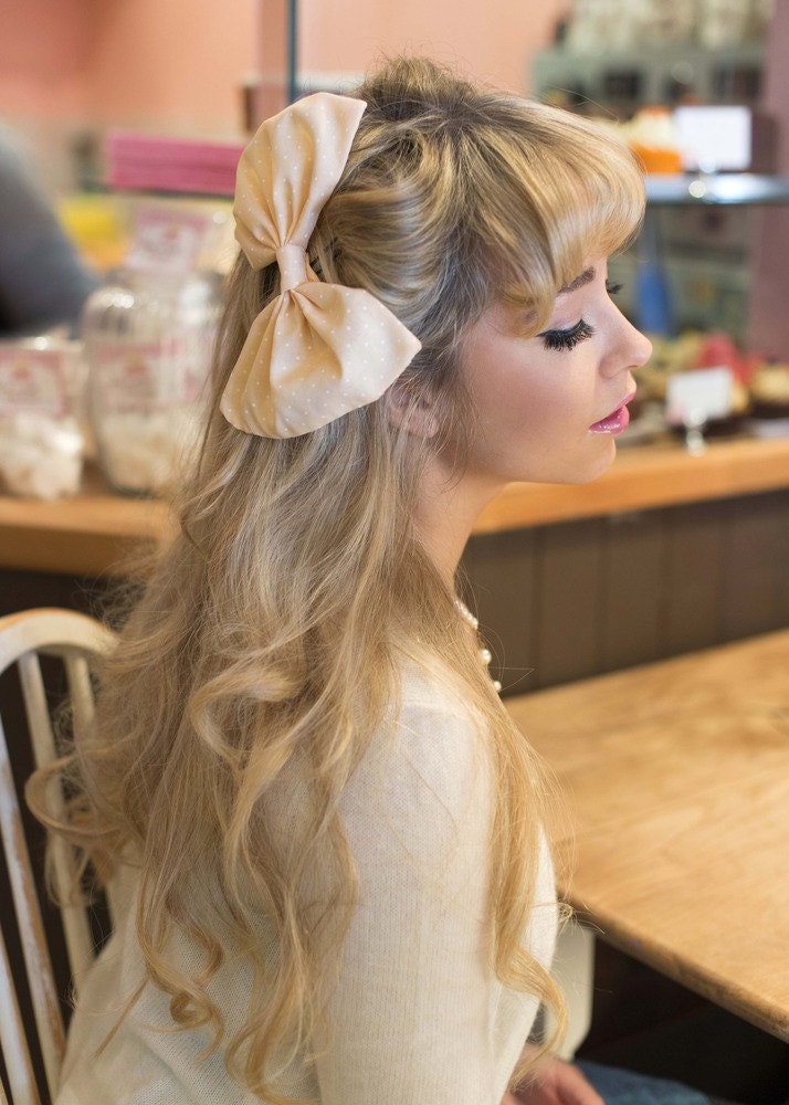 Huge Oversized Cute Pastel Polka Dot Hair Bow- IN 7 COLOURS