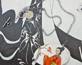 Recycled tin, upcycled tin, vintage tin, tin can, vintage metal, necklace, vintage can, recycled metal, tin can necklace, metal can, geisha