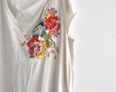 Gypsy Plus Size XL Junk oversized Tshirt dress upcycled refashioned dress beach funky high low wild pastel floral colorblock color block