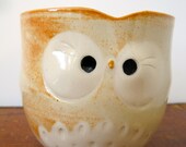 Hooter Owl Mug (Katrina) in creamy orange speckle Handmade Stoneware - Ready To Ship