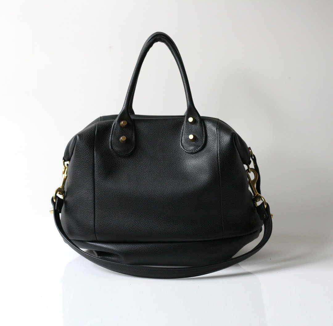SALE Soft Leather bag - Opelle Vanda bag in Black pebbled leather NEW ss2013