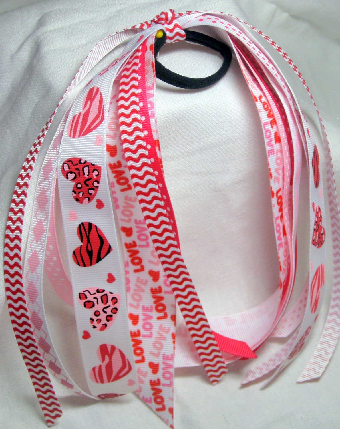Love Hearts Ponytail Ribbons Pony-o Streamers Cheer Ribbons