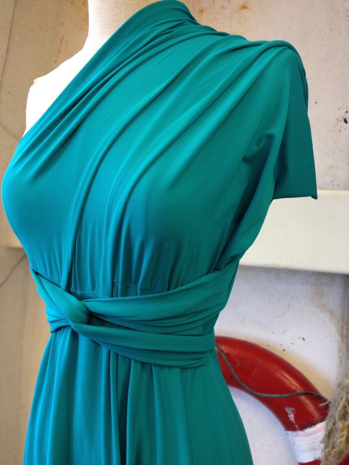 Oasis Turquoise Octopus Convertible Infinity Wrap Gown, Dress