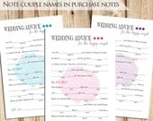 Bridal Shower - Wedding Advice Mad Libs -- DIY Printable