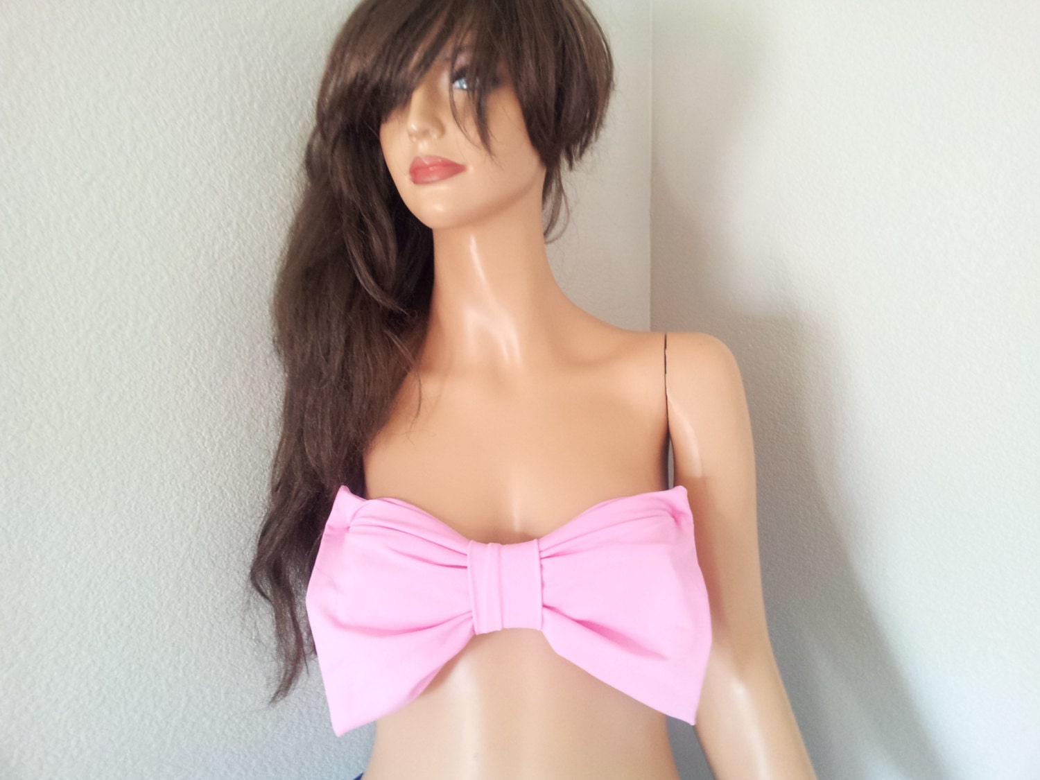 SALE//Pink oversized Bow Bandeau sun bathing bikini top
