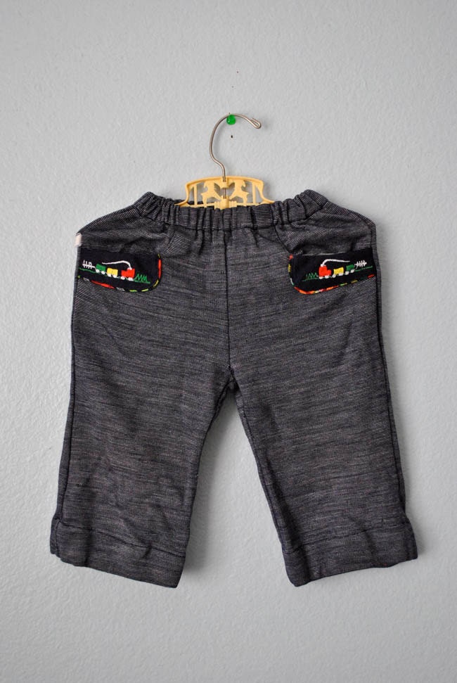 vintage baby navy train pants