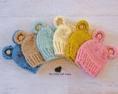 Little Bear Knit Hat with Buttons for Baby, Many Color Choices Available, Beautiful Photography Prop