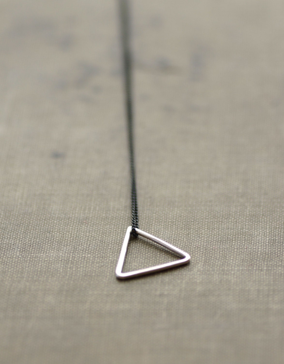 Triangle Pendant Necklace - Sterling Silver - Oxidized Chain