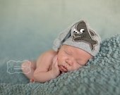 Baby Boy Knot Hat, Newborn Photo Prop, Shark Beanie, Night Cap, Cotton Jersey, Upcycled Look, Baby Boy Photography Prop
