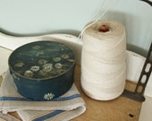 Antique Daisies on Blue Paint Decorated Pantry Box