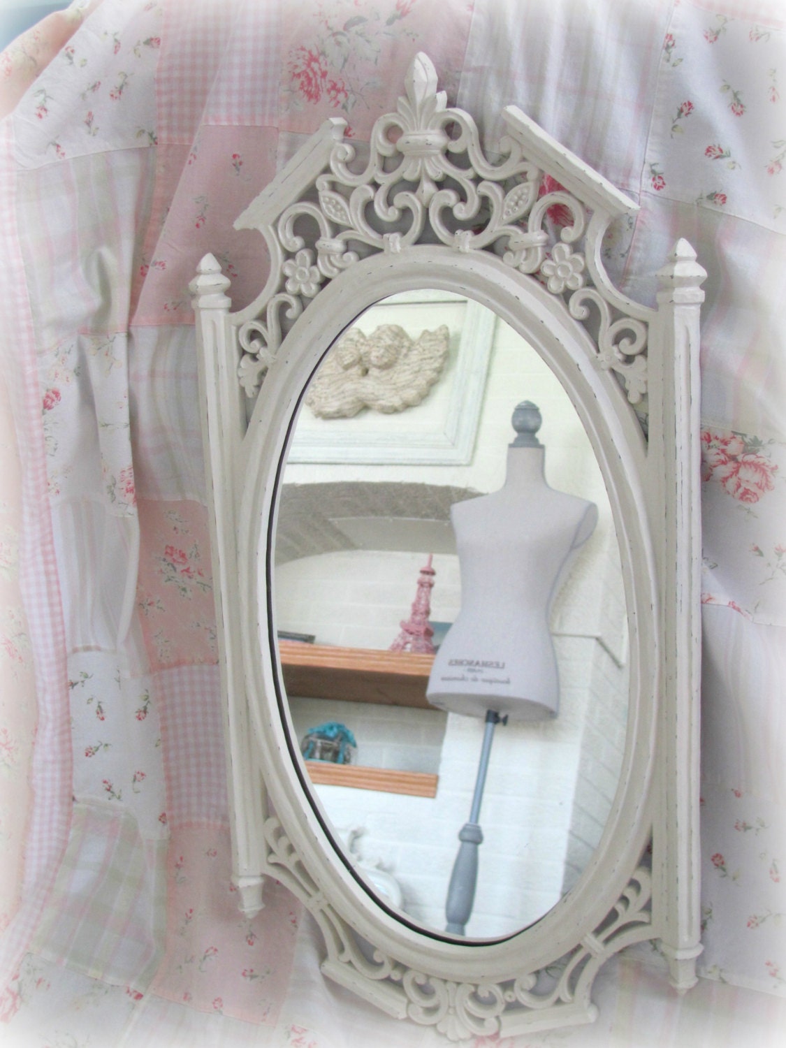 MIRROR CHALKBOARD Wedding Chalkboard Mirror Combo Vintage Syroco Cream Shabby Chic French Country Mirror Chalkboard Sign