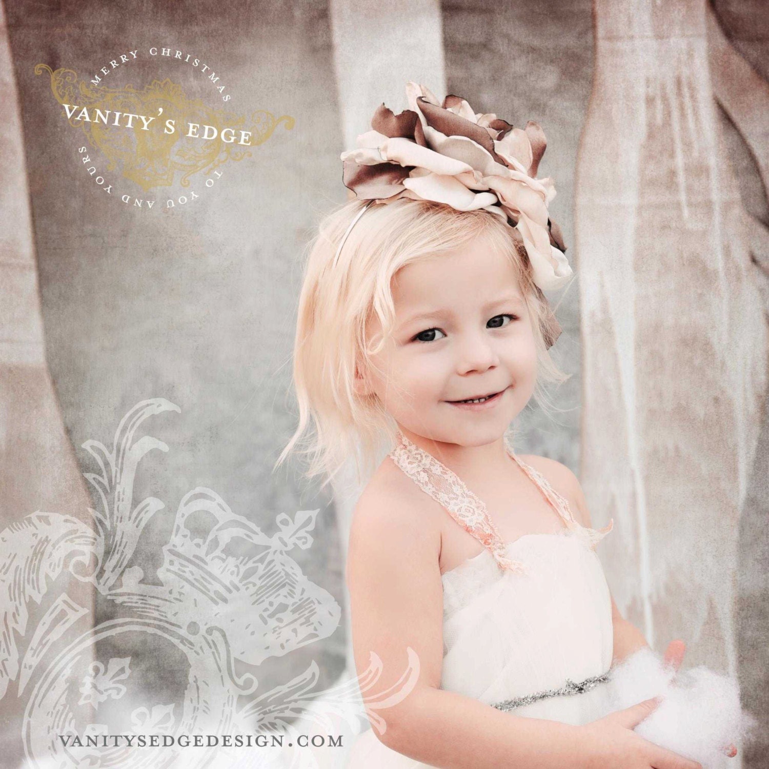 Girls flower headband -- large -- couture -- flower girl -- hair -- custom colors --  tea party -- wedding -- rustic, classic headpiece