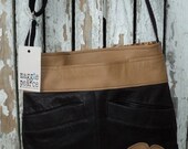 Upcycled Black and Mustard Yellow Messenger Bag