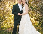 Custom Wedding Dress with Handmade Flowers and Halter Neckline - Pictures of Lily