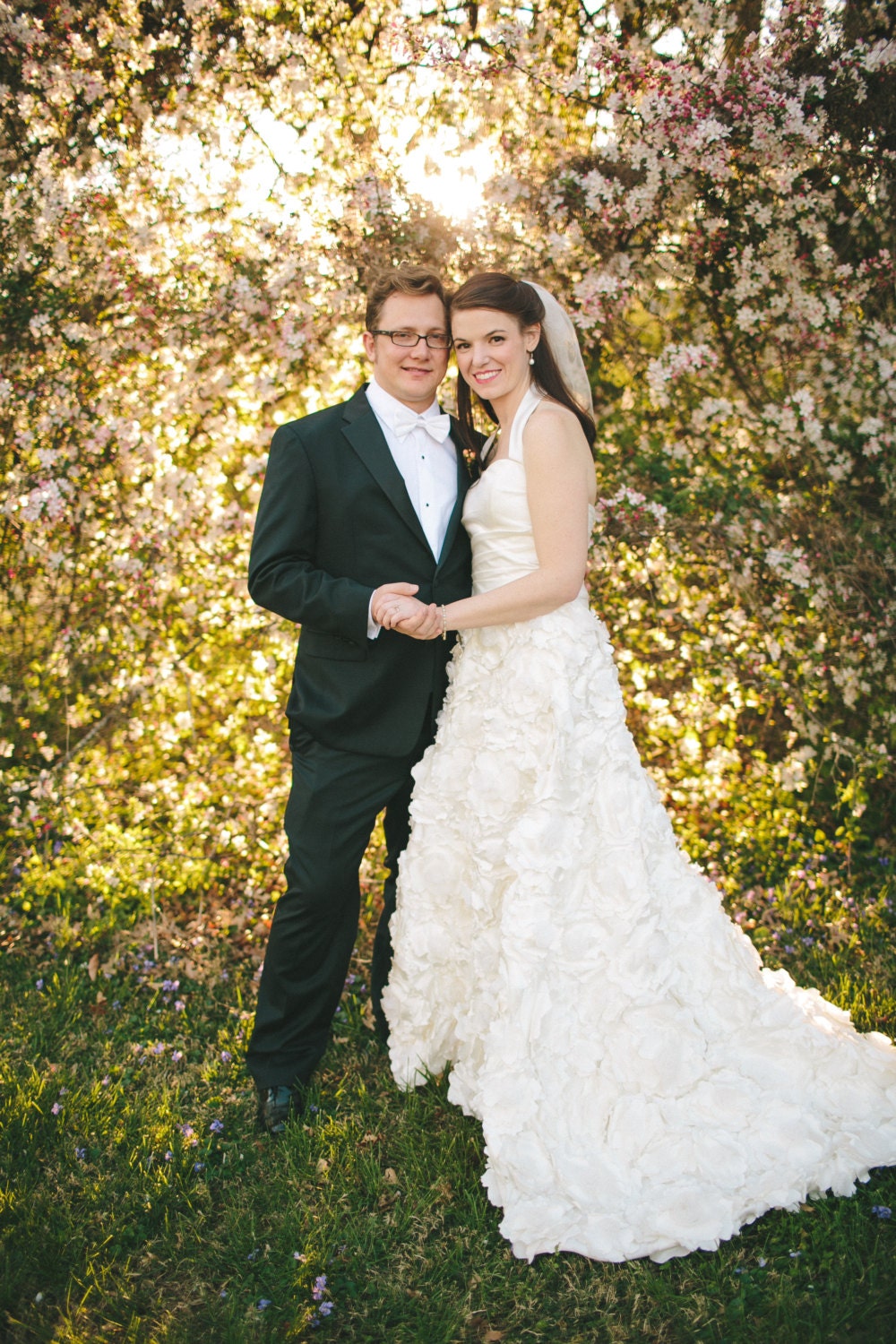 Custom Wedding Dress with Handmade Flowers and Halter Neckline - Pictures of Lily