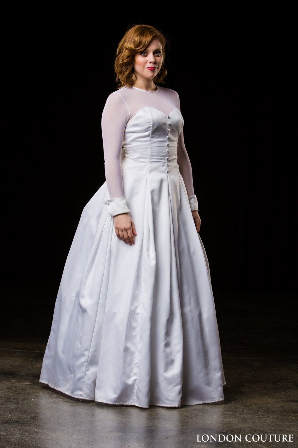 Jessica McClintock Simple White Long Sleeve Wedding Gown