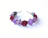 sweet rosie rose flower headband / lilac, purple & burgundy / vintage inspired floral headpiece, rustic, wedding, bridal, hair accessory