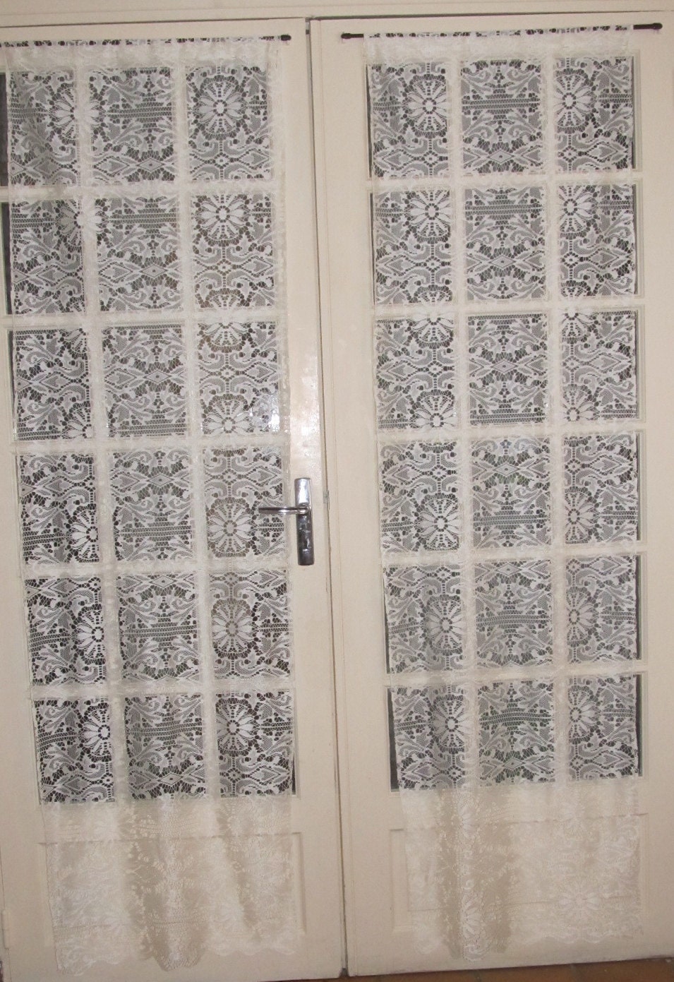 Ivory French Door Lace Curtains, Ecru Lace Panels