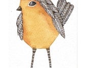 Aceo Miniature Watercolor Original Painting Art Bird - Bird No 53 - by Lorisworld