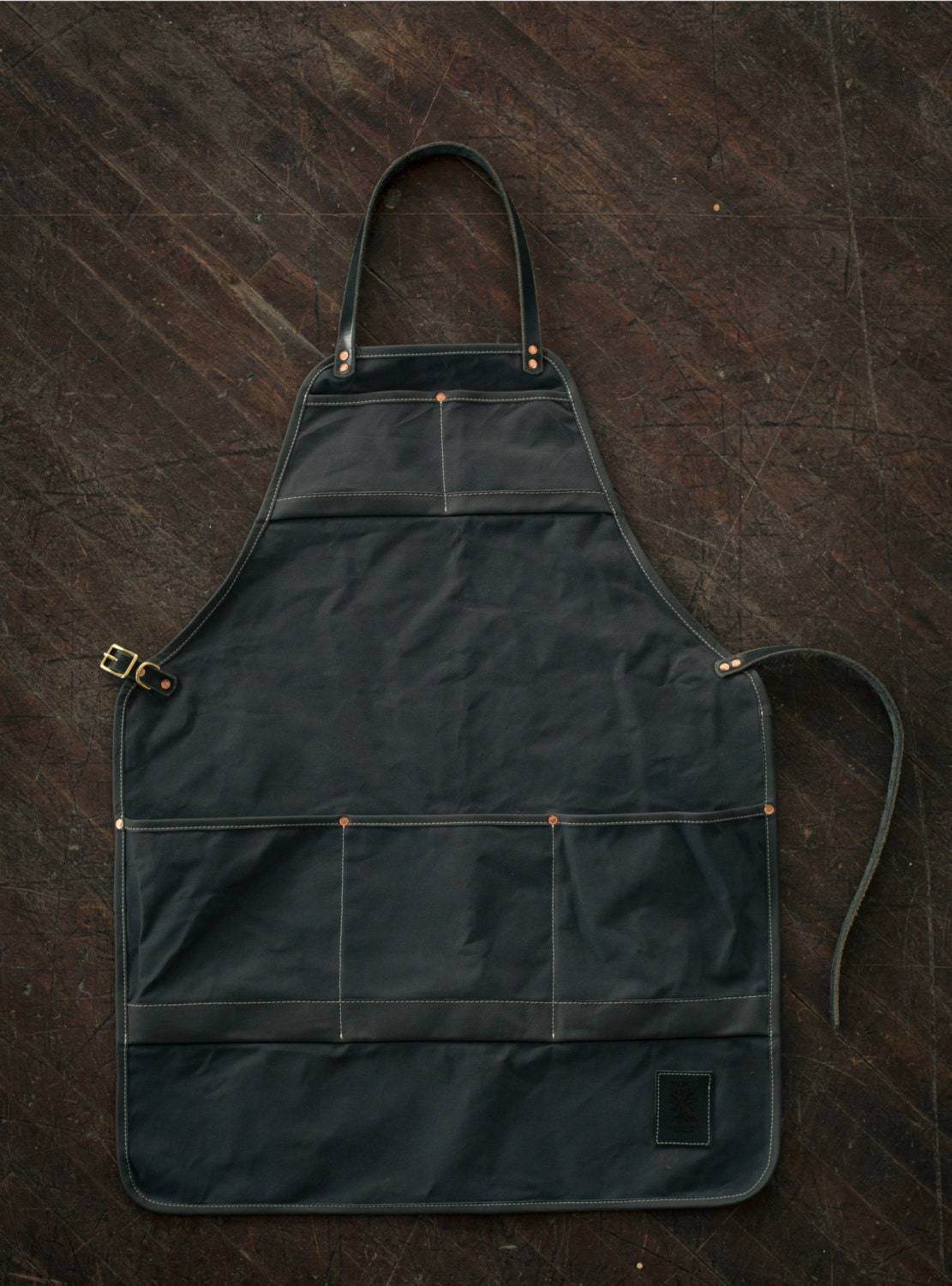 Water Resistant Canvas and Leather Apron - Grey