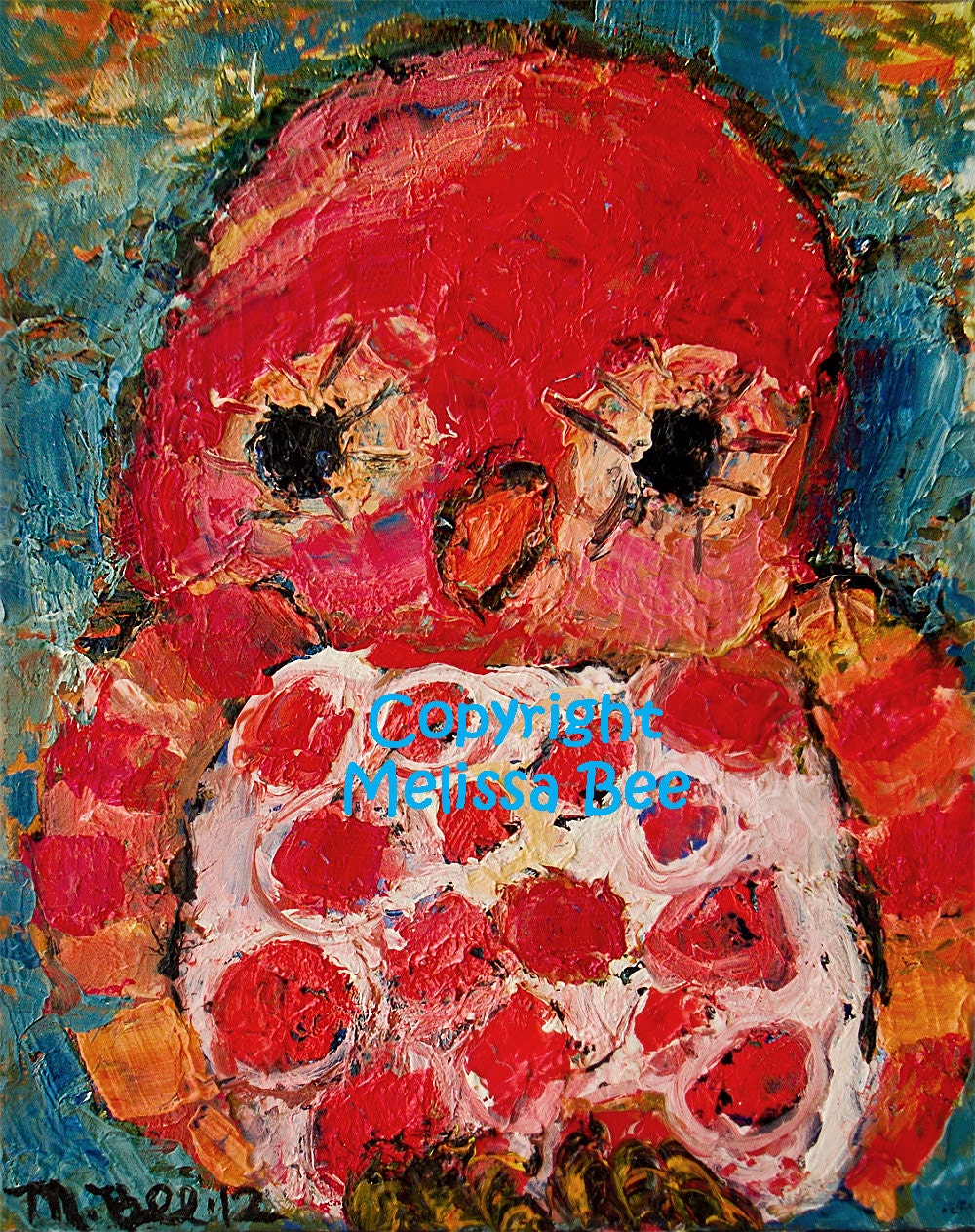 Pink Owl oil painting by Melissa BEE