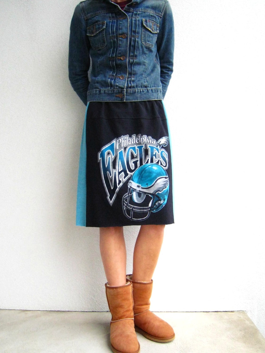 Philadelphia Eagles T Shirt Skirt / Straight / Black Aqua Midnight Green / Women / Girls / Knee Length / Cotton / Soft / Fun / ohzie