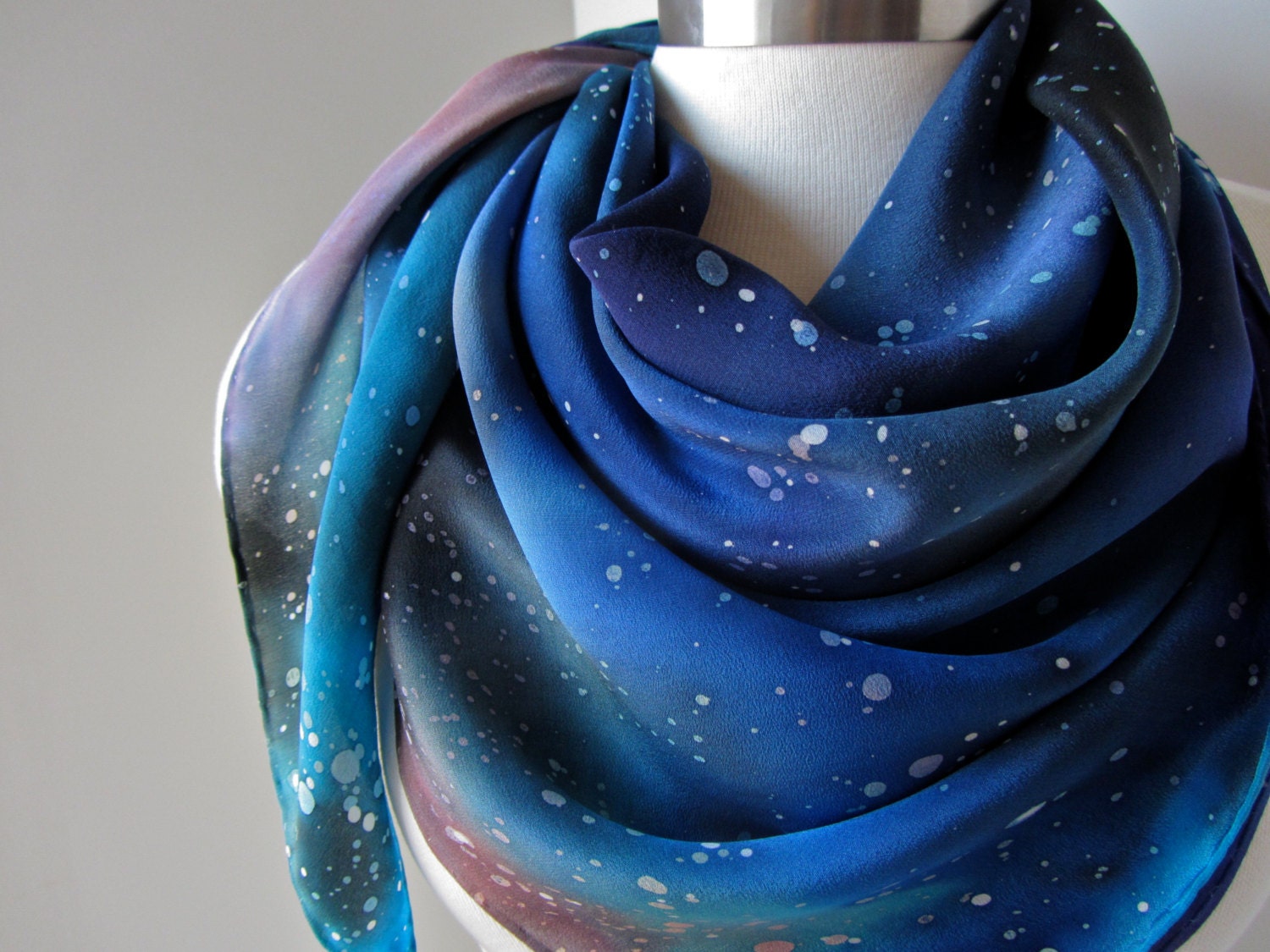 Scarf, Silk, Hand Painted - Galaxy Scarf - One-of-a-Kind Wearable Art - Ready to Ship