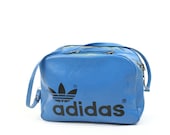 VTG 70s Deep TURQUOISE Adidas Overnight Travel Bag // Carry On Double Compartment Weekender Case