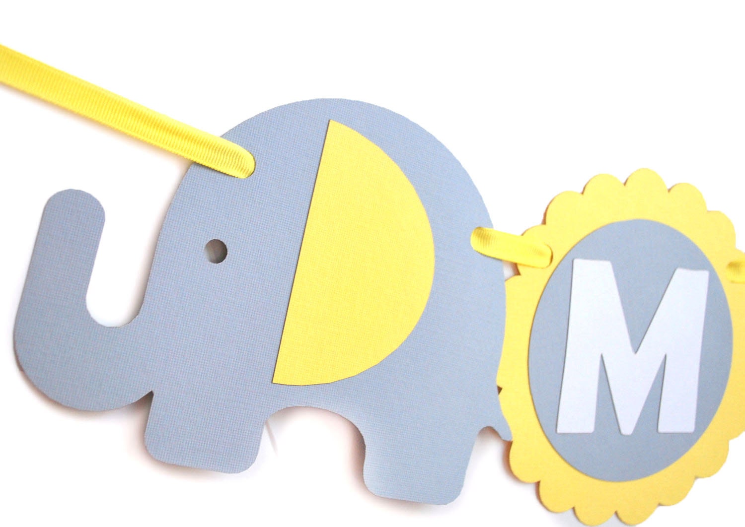 Baby Shower Banner name, Elephant baby shower in baby Yellow Grey and White, Welcome Baby party banner A460