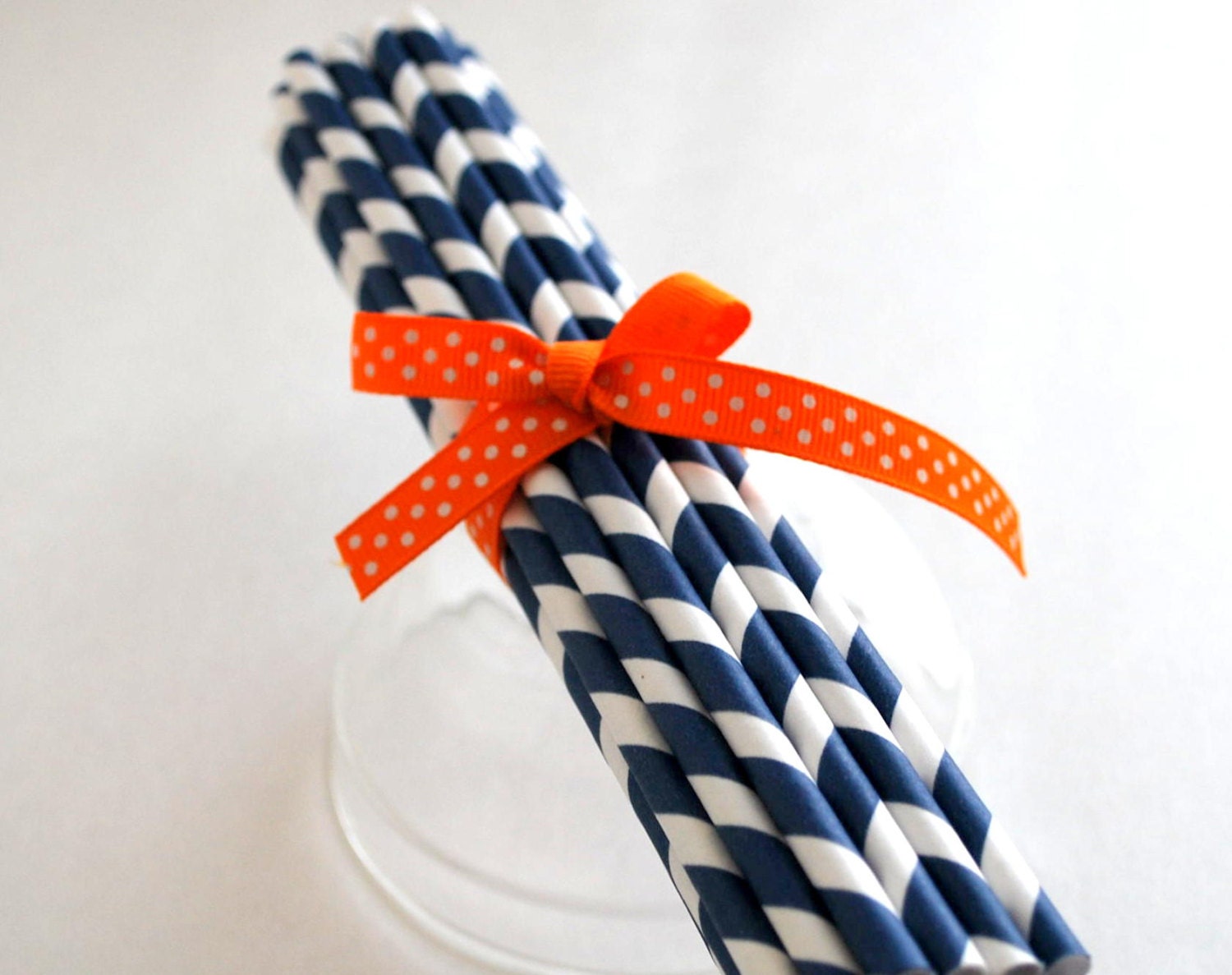 24 Navy Blue STRIPPED Paper Straws A517