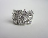 Sterling Silver Ring. Massive Multi shaped Stone Ring. Want Bling, YES size 9